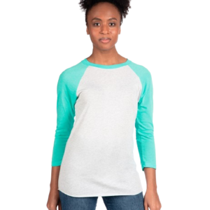 Next Level 6051 Unisex Triblend 3/4-Sleeve Raglan - Teal Blue / Heather White