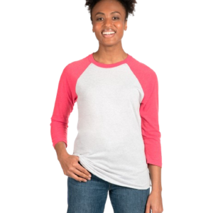 Next Level 6051 Unisex Triblend 3/4-Sleeve Raglan - Vintage Pink / Heather White