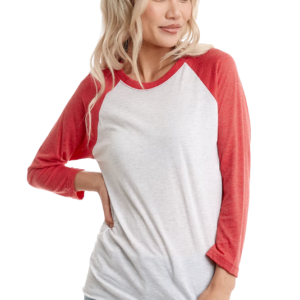 Next Level 6051 Unisex Triblend 3/4-Sleeve Raglan - Vintage Red / Heather White